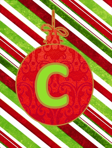 Christmas Ornament Holiday Letter C Monogram Initial Flag- House Size