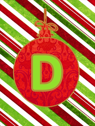 Christmas Ornament Holiday Letter D Monogram Initial Flag - House Size