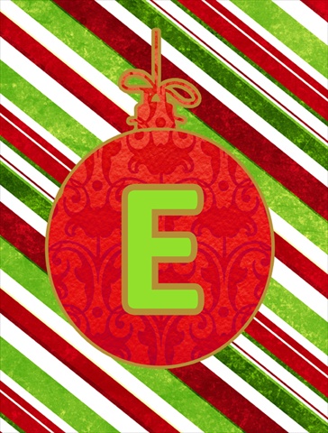 Christmas Ornament Holiday Letter E Monogram Initial Flag - House Size