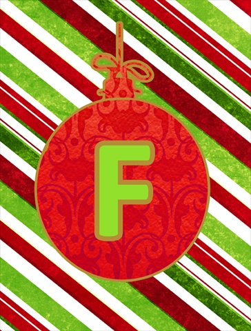 Christmas Ornament Holiday Letter F Monogram Initial Flag