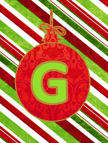 Christmas Ornament Holiday Letter G Monogram Initial Flag- House Size