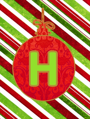 Christmas Ornament Holiday Letter H Monogram Initial Flag - House Size