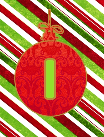 Christmas Ornament Holiday Letter I Monogram Initial Flag - 28 x 40 In.
