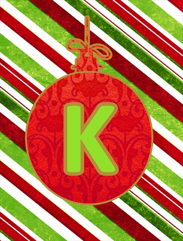 Christmas Ornament Holiday Letter K Monogram Initial Flag- House Size