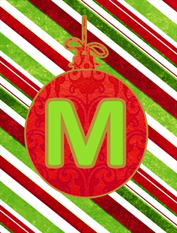 Christmas Ornament Holiday Letter M Monogram Initial Flag- House Size