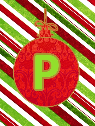 Christmas Ornament Holiday Letter P Monogram Initial Flag- House Size