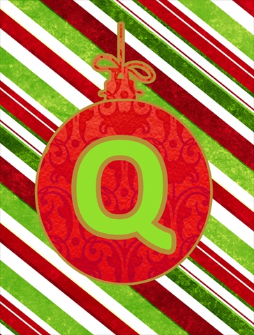 Christmas Ornament Holiday Letter Q Monogram Initial Flag - House Size