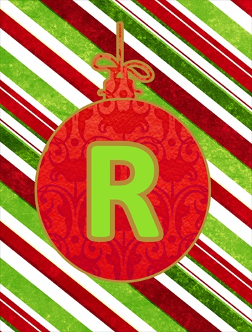 Christmas Ornament Holiday Letter R Monogram Initial Flag- House Size