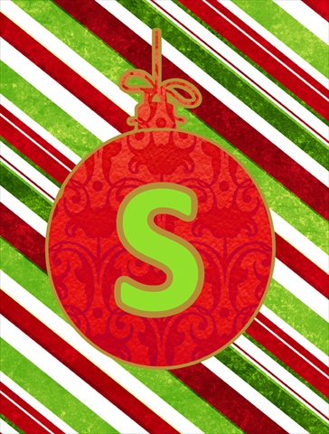 Christmas Ornament Holiday Letter S Monogram Initial Flag- House Size