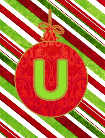 Christmas Ornament Holiday Letter U Monogram Initial Flag - House Size