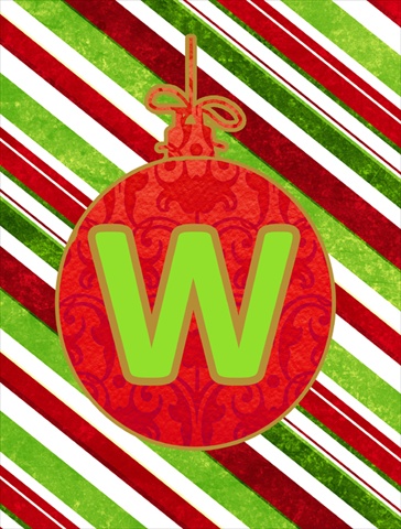 Christmas Ornament Holiday Letter W Monogram Initial Flag - House Size