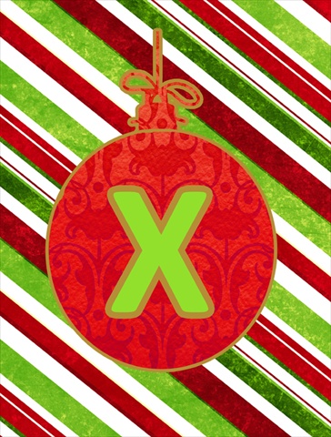 Christmas Ornament Holiday Letter X Monogram Initial Flag - House Size