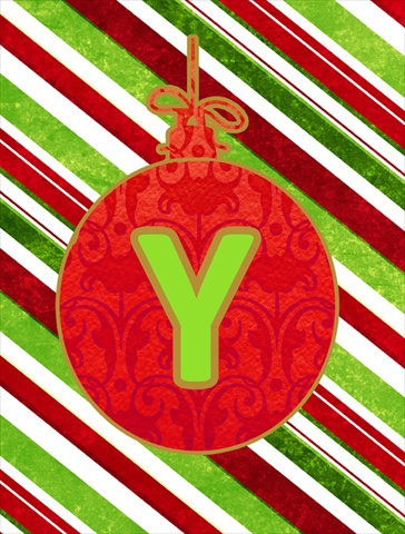 Christmas Ornament Holiday Letter Y Monogram Initial Flag- House Size