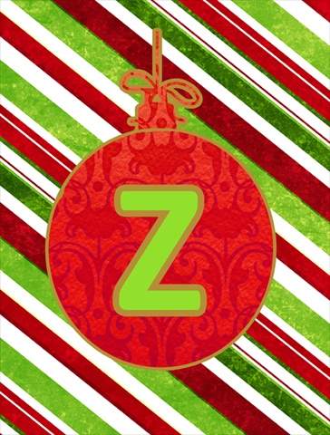 Christmas Ornament Holiday Letter Z Monogram Initial Flag - House Size