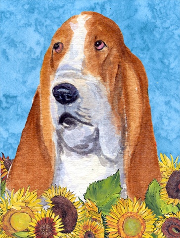 Picture of Carolines Treasures SS4162CHF 28 x 40 In. Basset Hound Flag Canvas- House Size