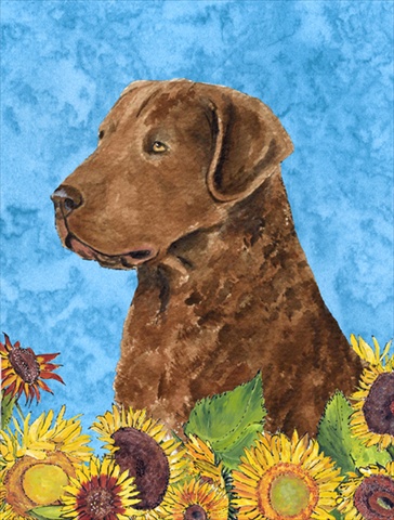 Picture of Carolines Treasures SS4165CHF 28 x 40 In. Curly Coated Retriever Flag Canvas- House Size