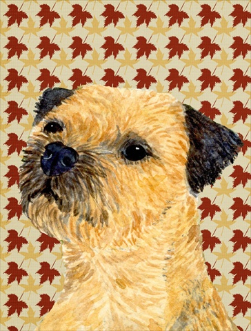 11 x 15 In. Border Terrier Fall Leaves Portrait Flag, Garden Size