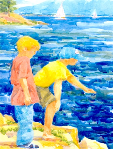 The Boys At The Lake Or Beach Flag Canvas