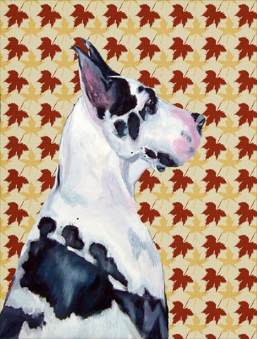 11 x 15 In. Great Dane Fall Leaves Portrait Flag, Garden Size