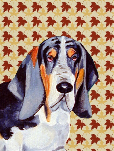 Basset Hound Fall Leaves Portrait Flag - Garden Size