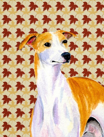 11 x 15 In. Whippet Fall Leaves Portrait Flag, Garden Size