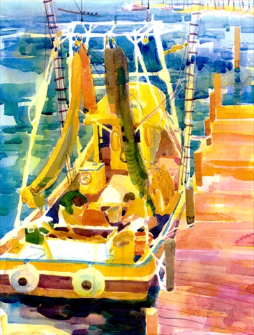 Shrimp Boats Flag Canvas- House Size