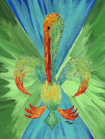 11 x 15 In. Multi Colored Pelican Fleur De Lis Flag, Garden Size