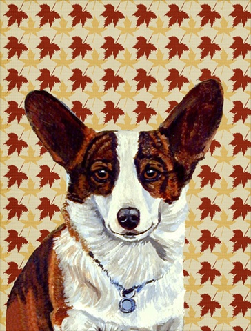 11 x 15 In. Corgi Fall Leaves Portrait Flag, Garden Size