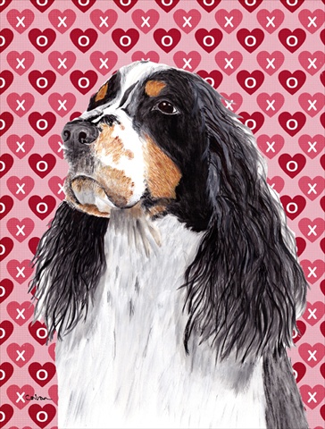 Springer Spaniel Hearts Love And Valentines Day Flag Canvas- House Size