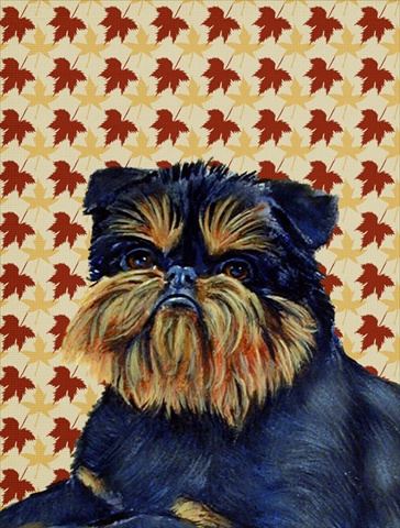 Brussels Griffon Fall Leaves Portrait Flag - Garden Size
