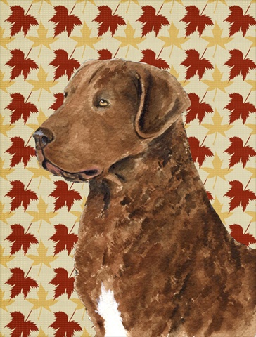 Picture of Carolines Treasures SS4325CHF 40 x 40 In. Chesapeake Bay Retriever Fall Leaves Portrait Flag Canvas- House Size