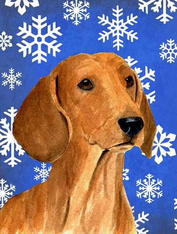 Dachshund Winter Snowflakes Holiday Flag - Garden Size