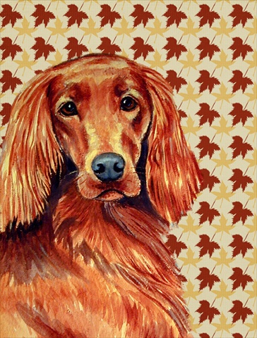 Irish Setter Fall Leaves Portrait Flag- Garden Size