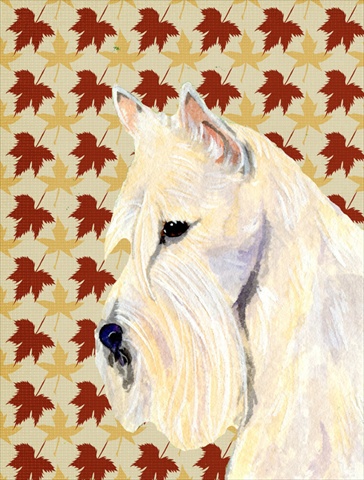 Picture of Carolines Treasures SS4326CHF 40 x 40 In. Scottish Terrier Wheaten Fall Leaves Portrait Flag Canvas- House Size