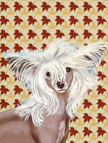 Chinese Crested Fall Leaves Portrait Flag Canvas House Size