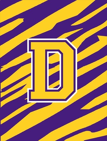 Tiger Stripe Purple Gold Letter D Monogram Initial Flag House Size