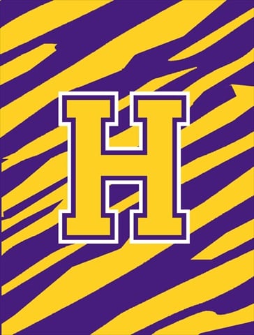 Tiger Stripe Purple Gold Letter H Monogram Initial Flag House Size