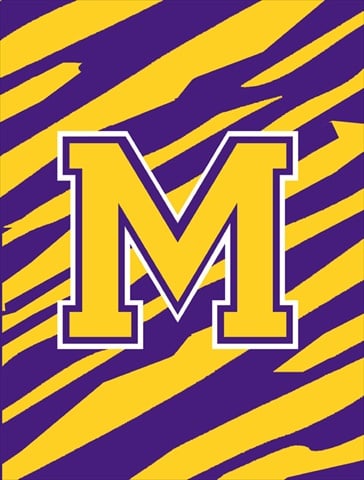 Tiger Stripe Purple Gold Letter M Monogram Initial Flag House Size
