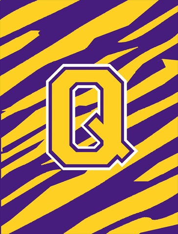 Tiger Stripe Purple Gold Letter Q Monogram Initial Flag House Size