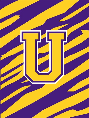Tiger Stripe Purple Gold Letter U Monogram Initial Flag House Size