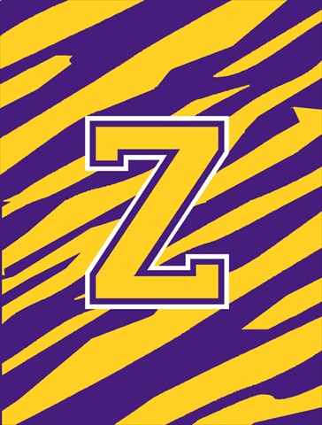Tiger Stripe Purple Gold Letter Z Monogram Initial Flag Canvas House Size