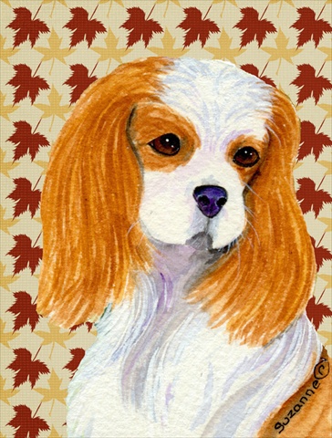 Cavalier Spaniel Fall Leaves Portrait Flag Canvas House Size