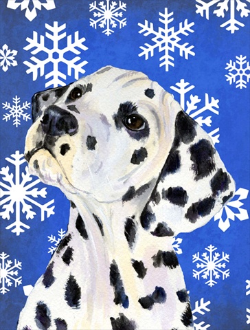 Dalmatian Winter Snowflakes Holiday Flag Canvas House Size