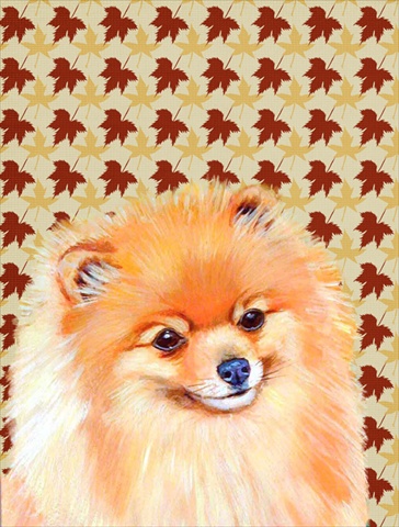 Pomeranian Fall Leaves Portrait Flag Canvas House Size