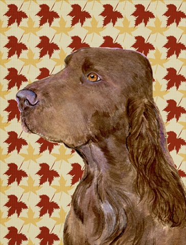 15 x 15 in. Field Spaniel Fall Leaves Portrait Flag Garden Size
