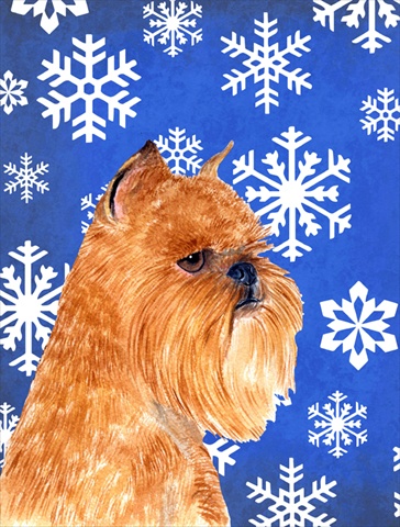Brussels Griffon Winter Snowflakes Holiday Flag Canvas House Size