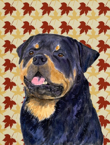 Rottweiler Fall Leaves Portrait Flag Canvas House Size