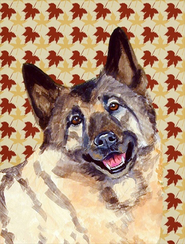 Norwegian Elkhound Fall Leaves Portrait Flag Canvas House Size