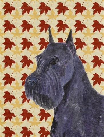 Schnauzer Giant Fall Leaves Portrait Flag Garden Size