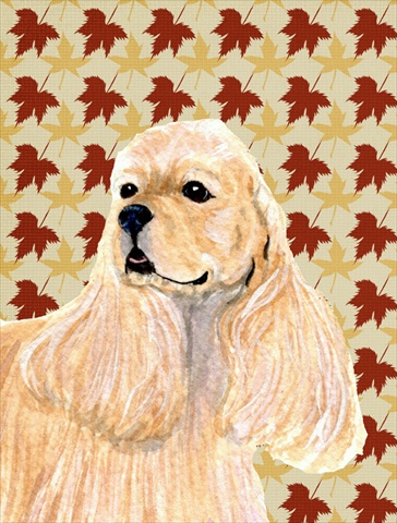 15 x 15 in. Cocker Spaniel Fall Leaves Portrait Flag Garden Size